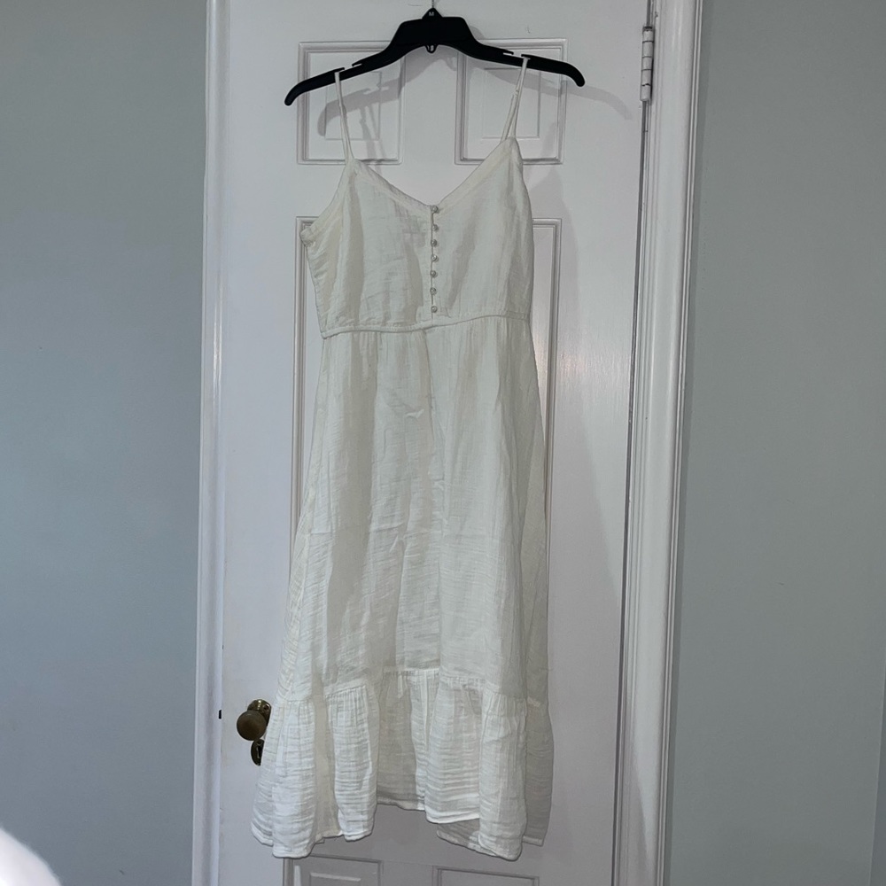 Aerie Cream Gauze Midi Dress